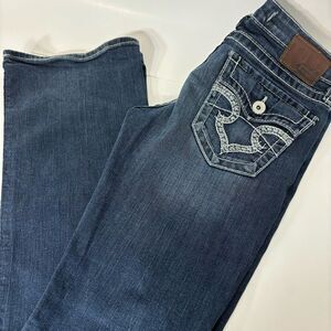 Big Star Remy Jeans Women's 28L Dark Wash Embroidered Low Rise Boot Cut 30x32‎